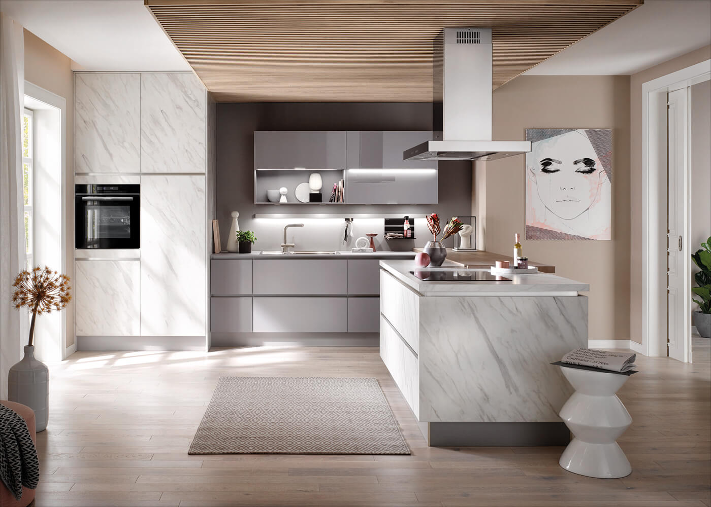 Keuken Merkur in wit Carrara